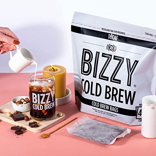 Bizzy Bizzy Cold Brew Coffee | Decaf Bundle | Coarse Ground Coffee + Brew Bags | Micro Sifted | Specialty Grade | 100% Arabica | 1 LB and 12ct Brew Bags
