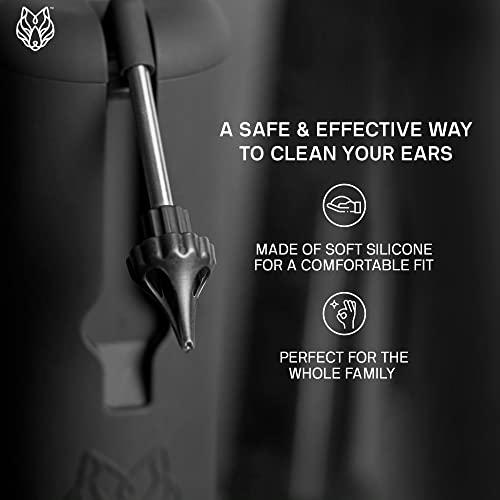 Black Wolf Wush Water Powered Ear Cleaner by Black Wolf, 6 Reusable Replacement Tips - Electric Triple Jet Stream with 3 Pressure Settings Prevents Ear Wax Buildup - Ear Wax Removal Kit