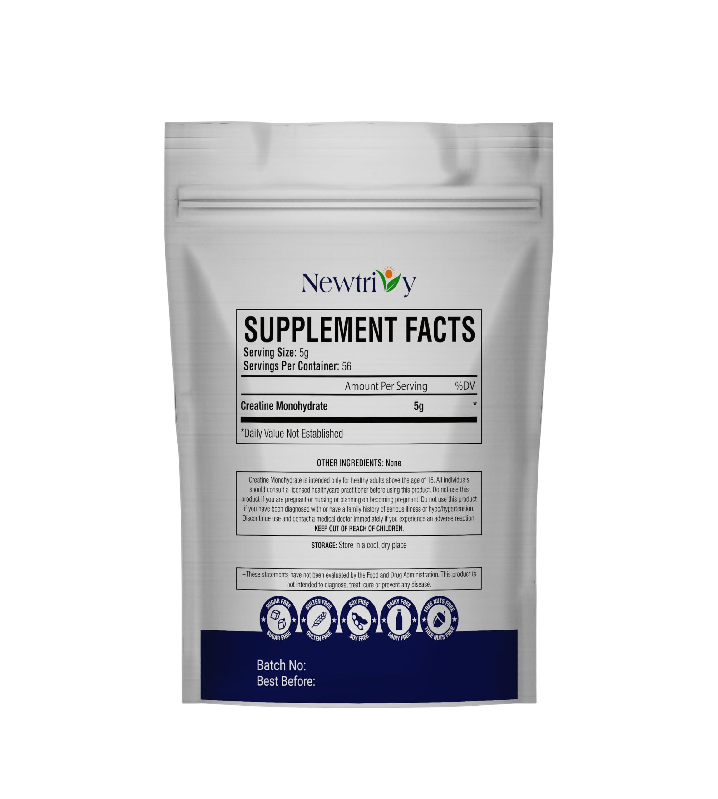 Newtrivy Creatine Monohydrate,Micronized, Pure,Unflavored,280g (9.8oz)