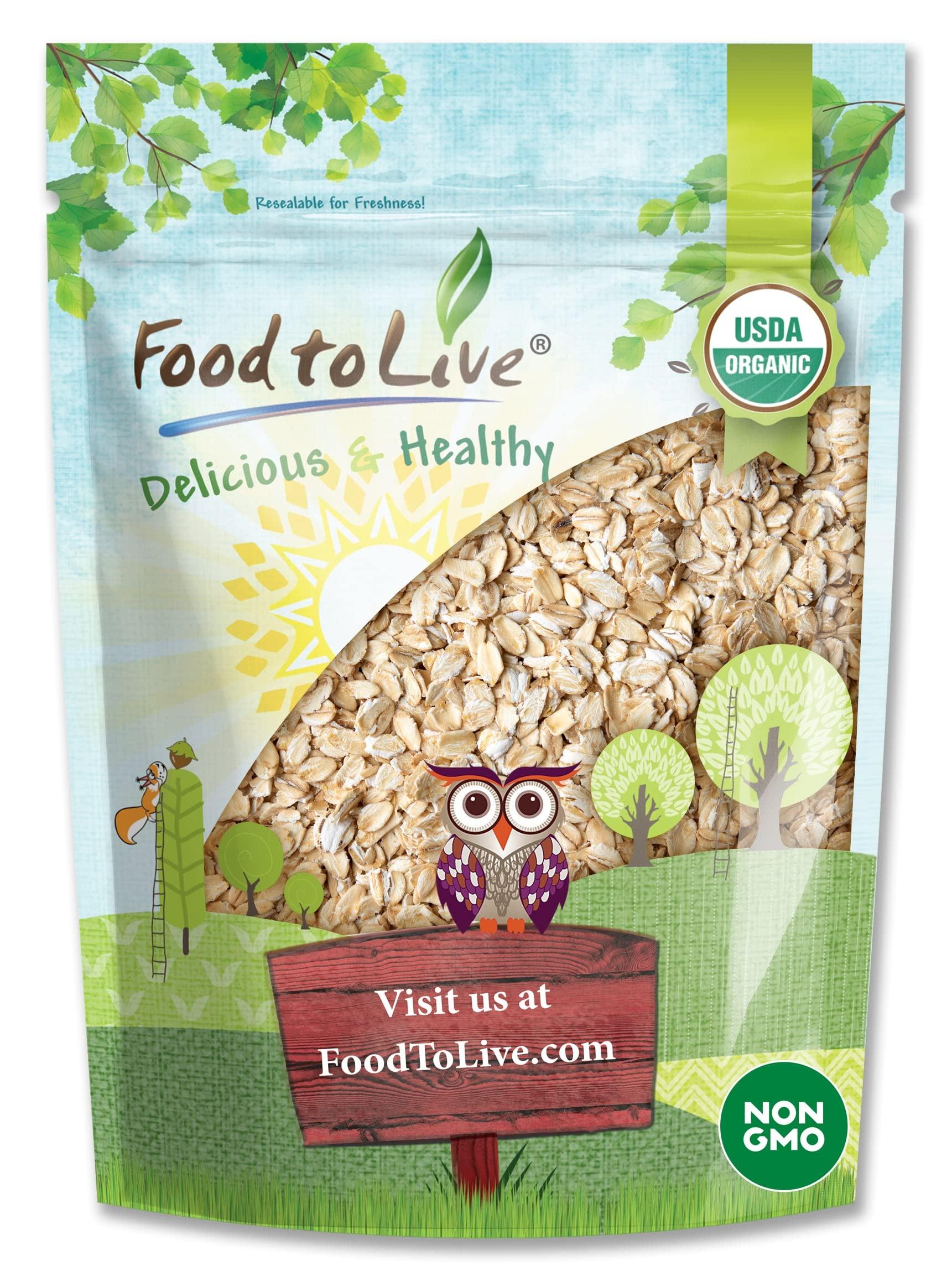 Food to Live Food to Live Gluten Free Organic Regular Rolled Oats, 2 Pounds Non-GMO, Old-Fashioned, 100% Whole Grain, Vegan, Bulk. Rich in Fiber. Great for Oatmeal, Cereal, Granola, Cookies. Made in USA