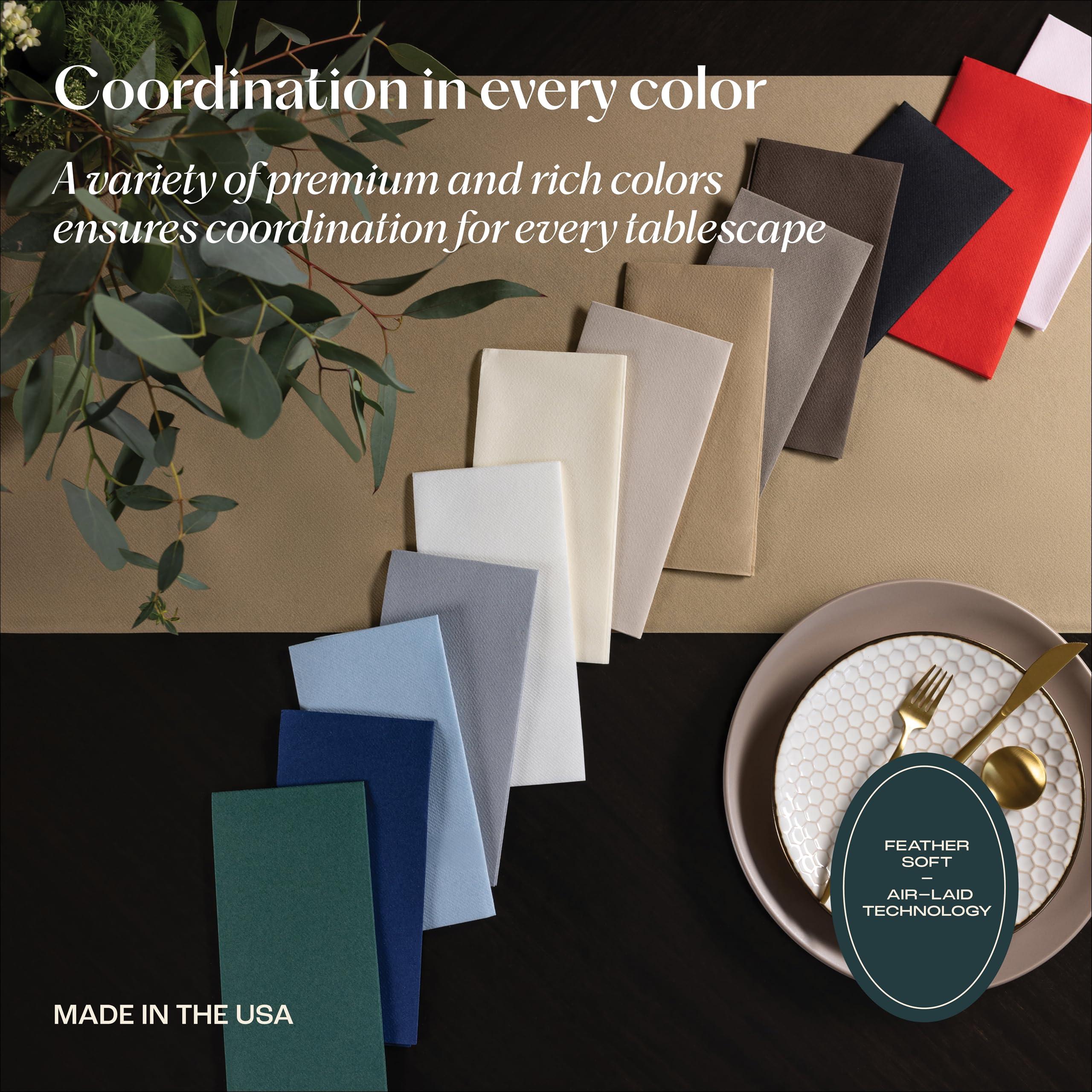 Servietto 50-Pack Disposable Linen-Feel Caramel Napkins, 12\" x 17\" Cloth-Like Paper Dinner Napkins For Wedding, Bathroom, Party Or Event