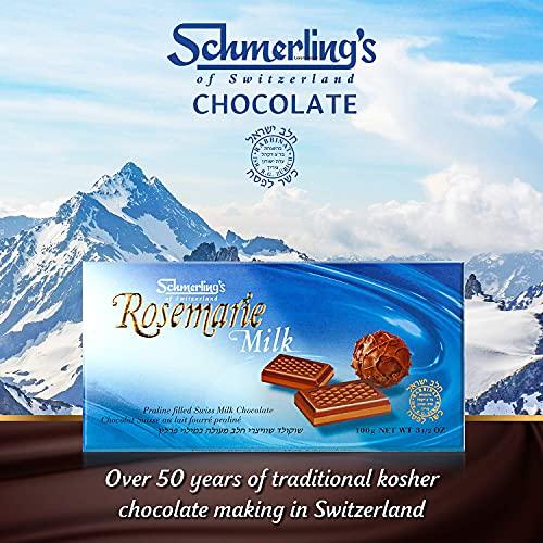 SCHMERLING'S Schmerling’s Rosemarie Premium Swiss Chocolate - Milk Chocolate Bars with Praline Filling | GMO Free | Kosher For Passover OU | 3.5oz Each Pack of 5