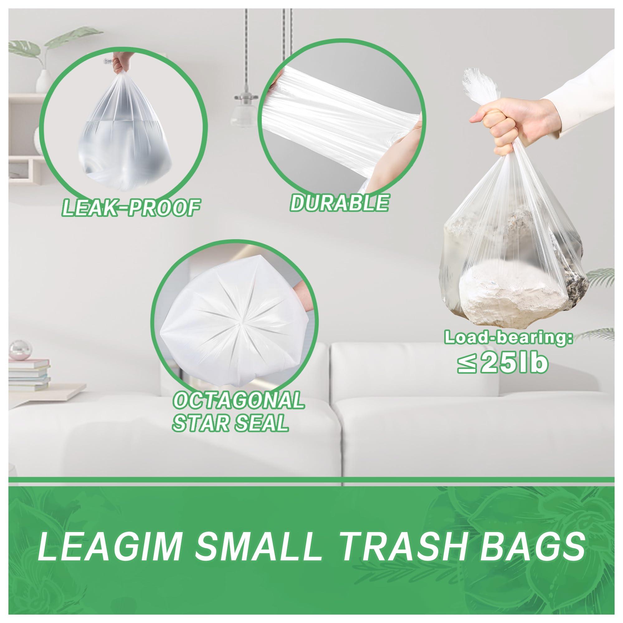 LEAGIM Small Trash Bags 2.6 Gallon-108 Count Leakage-Proof Strong, Small Mini Garbage Bags for Bathroom, Bedroom, Office, White Small Trash Can Liners