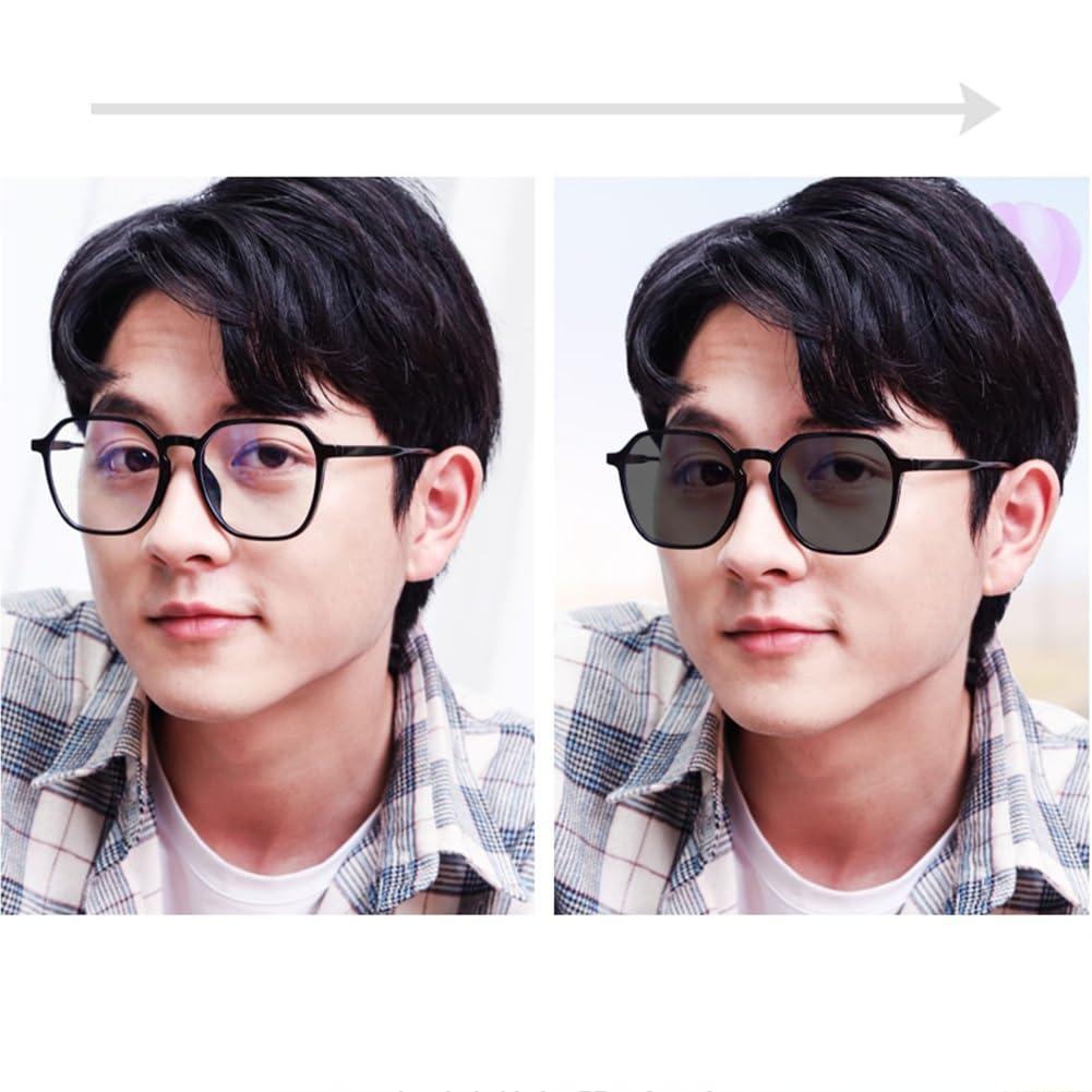 Generic Stylish Oversized Progressive Multifocal Photochromic Reading Glasses for Men, TR90 Flexible Frame Resin Lens Eyeglasses (Color : Black, Size : 2.0x)