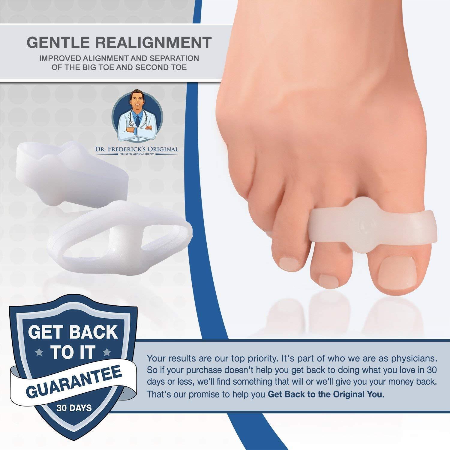 Dr. Frederick's Original Dr. Frederick\'s Original Sport Bunion Toe Spacer Set - 4Pcs - Soft Gel Splints - One Size Fits All - Fast Relief - Wear with Shoes - for Men & Women
