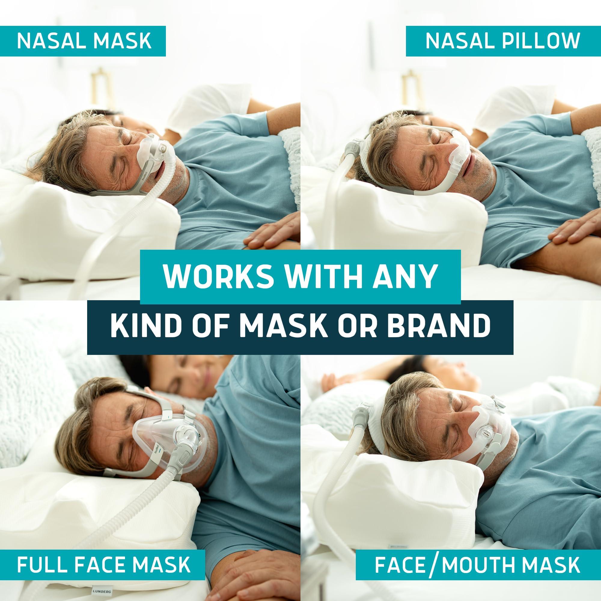 Lunderg Lunderg CPAP Pillow for Side Sleepers - Includes 2 Pillowcases - Adjustable Memory Foam Pillow for Sleeping on Your Side, Back & Stomach - Reduce Air Leaks & Mask Pressure for a Better Sleep