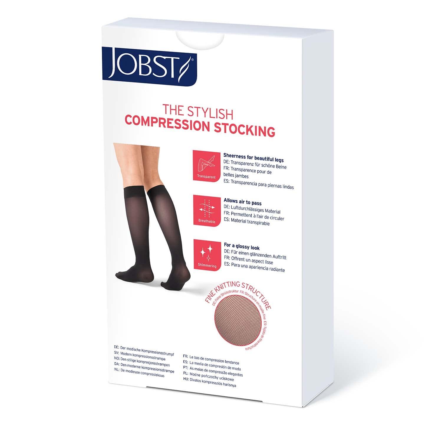 JOBST JOBST UltraSheer Compression Stockings, 20-30 mmHg, Knee High, Open Toe, Honey, Large Full Calf