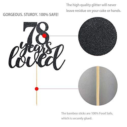 MAGJUCHE 78 Black Glitter Happy 78th Birthday Cake Topper, Cheers to 78 Years Party Cake Topper Decorations, Supplies