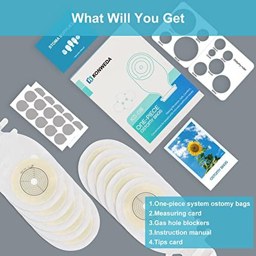KONWEDA KONWEDA 20PCS Colostomy Bags, Ostomy Supplies, One-Piece Drainable Pouches with Closure for Ileostomy Stoma Care, Cut-to-Fit, Max 70mm