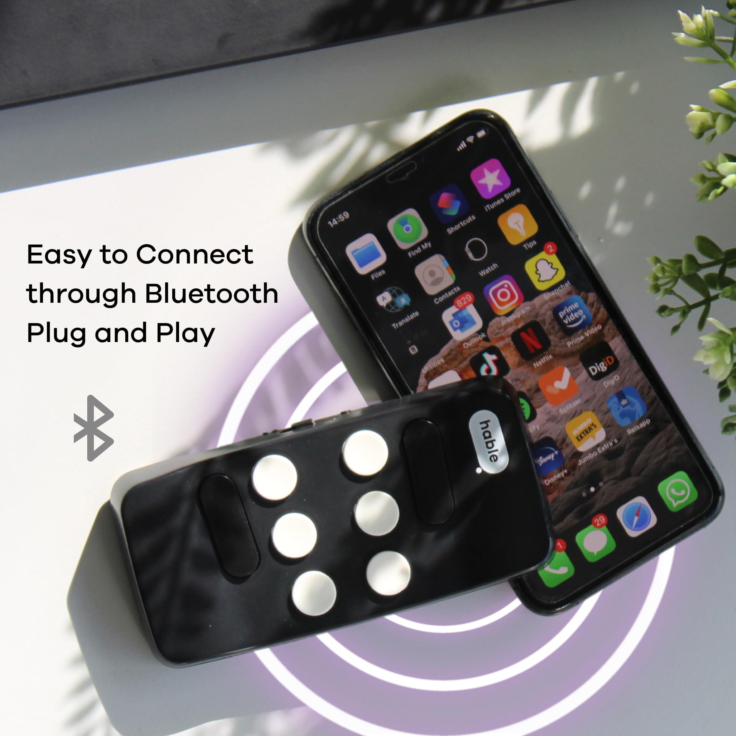 Hable One Hable One Smallest Braille Keyboard for Visually Impaired People for iPhone, Android, and Tablets That Makes Typing Easier and Faster for Students and Blind People