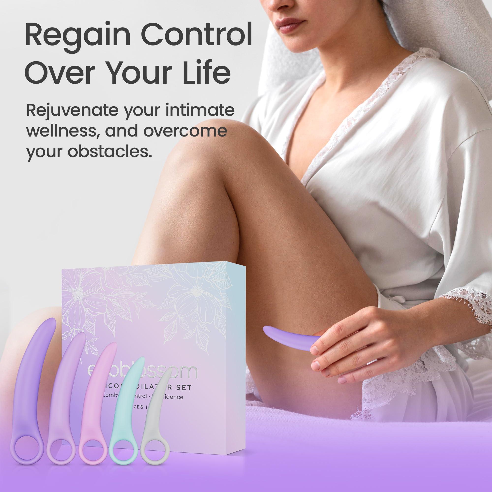 EcoBlossom Ecoblossom Silicone Dilator Set - The Most Comfortable Dilators for Women with Pain - Pelvic Floor Trainer, Stretcher, and Expander (Curved, Sizes 1-5)