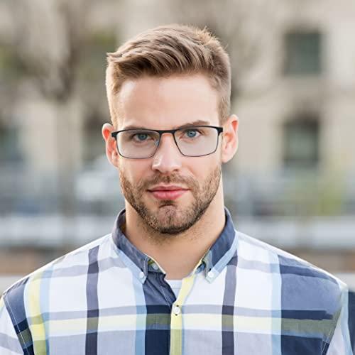JORCENSEY JORCENSEY 3 Pack Reading Glasses for Men with Blue Light Blocking Stylish Metal Frame Readers +1.50