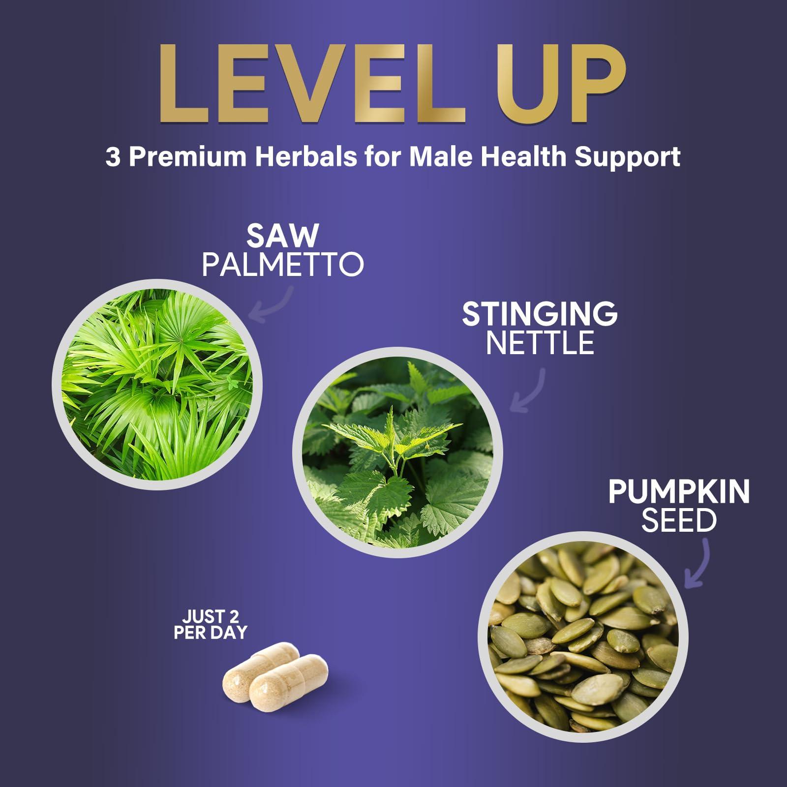 Nature\'s Nutrition Prostate Men Supplement - Support Complex Formula with Saw Palmetto, Beta Sitosterol, Stinging Nettle, Pygeum, Pumpkin Seed, Zinc, Vitamin B6 E - Supports Prostate & Urinary Health - 120 Capsules