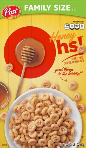 Honey Oh\'s Honey Ohs! Family Size Cereal, Crunchy Breakfast Cereal Os Made with Sweetened Corn, Oats and Rice, 20 OZ Box