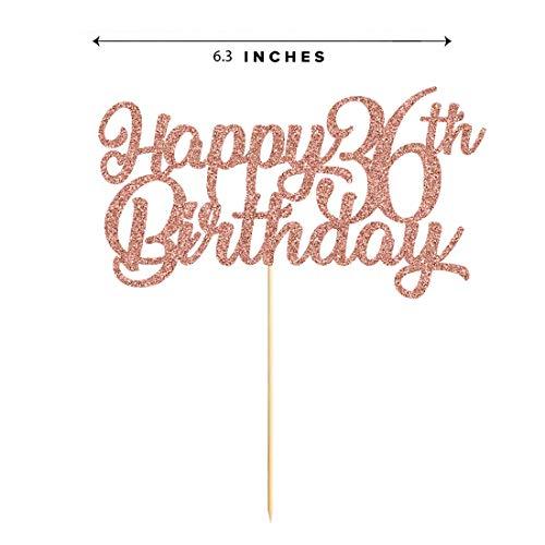 MAGJUCHE 36th Birthday Cake Topper, Rose Gold Glitter Cheers To 36 Years Party Decoration, Supply