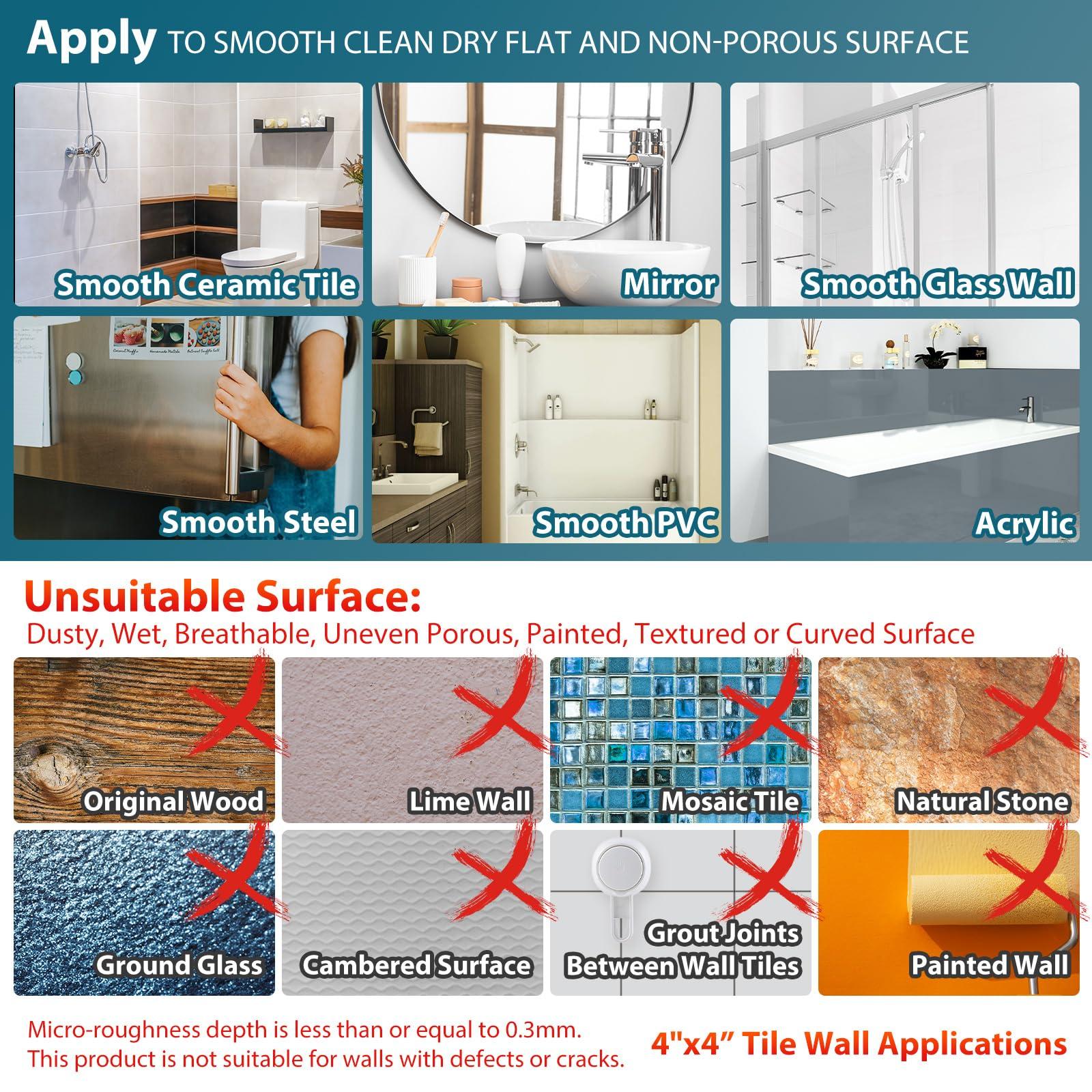 TAILI TAILI Shower Handles for Elderly Suction, 2 Pack 12 Inch Shower Grab Bar for Seniors, Grab Bars for Bathtubs, No Drilling Removable Safety Bath Grip, Silver