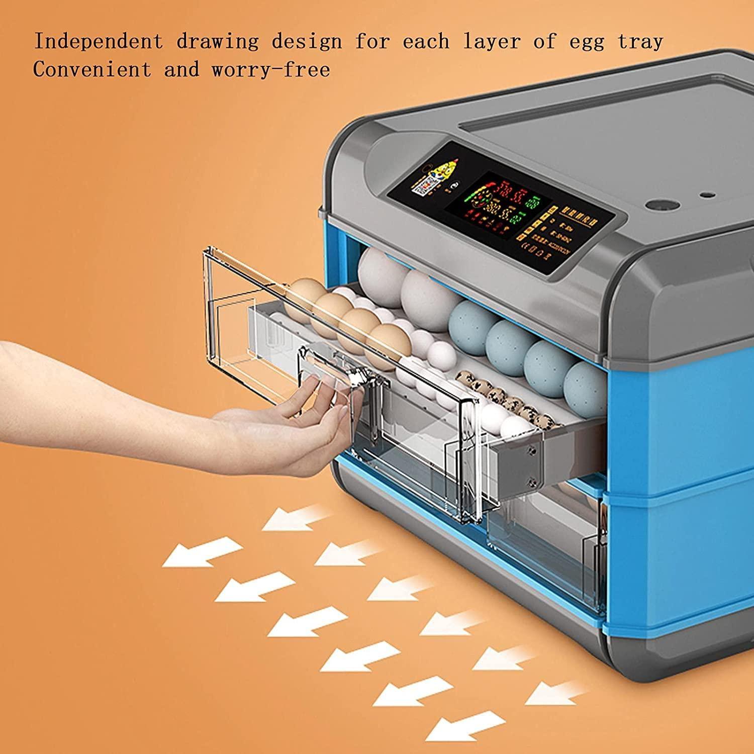 LINCYS 128/192/300egg Incubator, Digital Fully Automatic Brooding Machine Poultry Hatcher with Fully Automatic Egg Turning and Humidity Control Bird Hatcher,128Egg