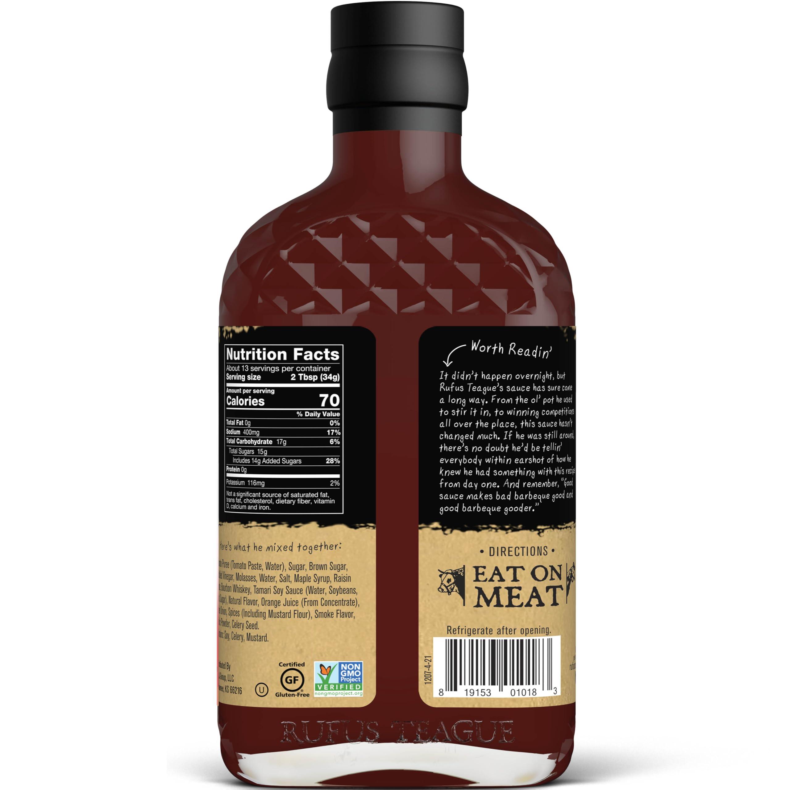 Rufus Teague Rufus Teague - Whiskey Maple BBQ Sauce - Premium Barbecue Sauce - 15.25 oz. Bottles - 4 Pack