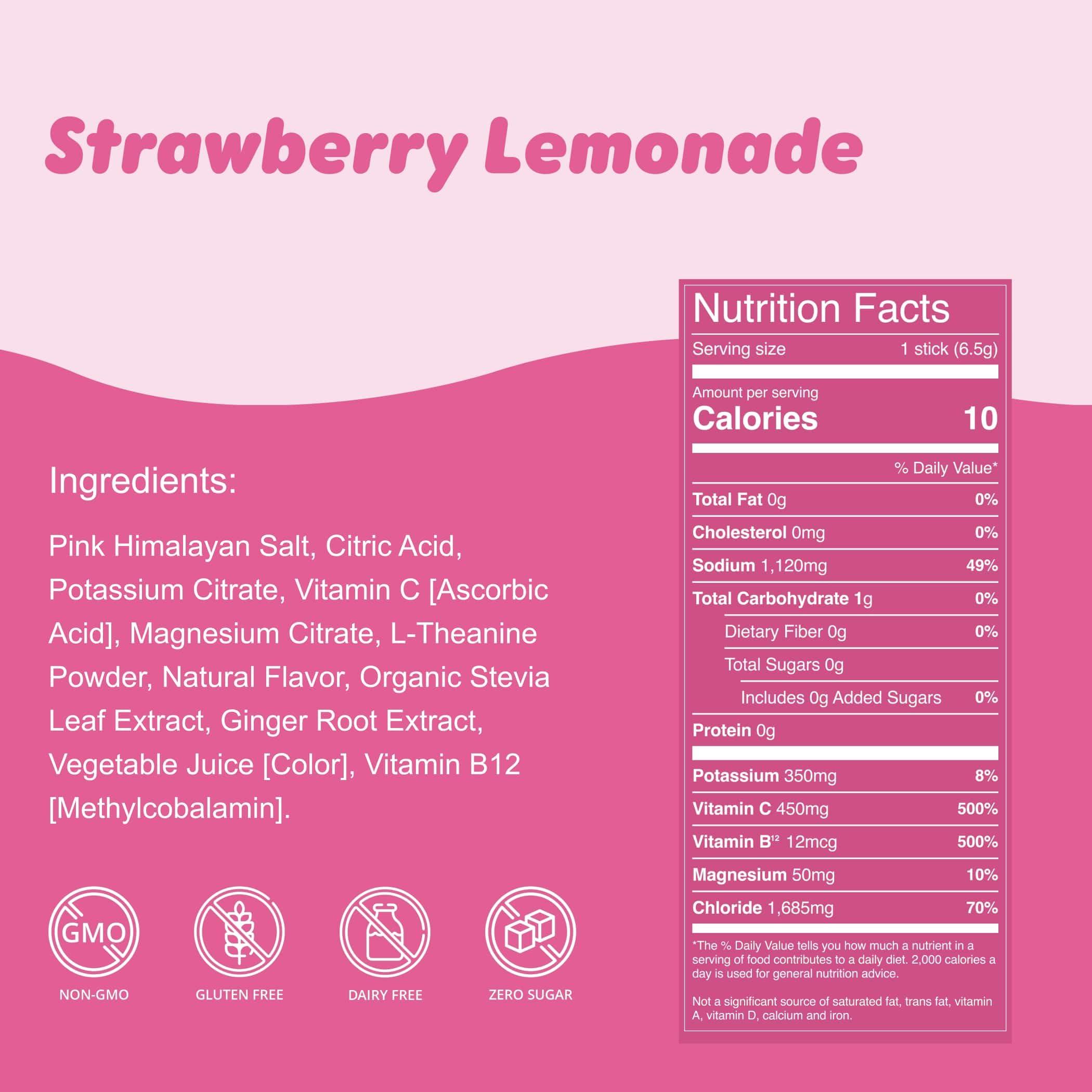 Waterboy Waterboy Weekend Recovery | 3,200mg Electrolyte Powder Packets | Ginger + L-Theanine + Vitamins | No Sugar, All Natural, Gluten Free | 24 Drink Stick Mixes (Strawberry Lemonade)