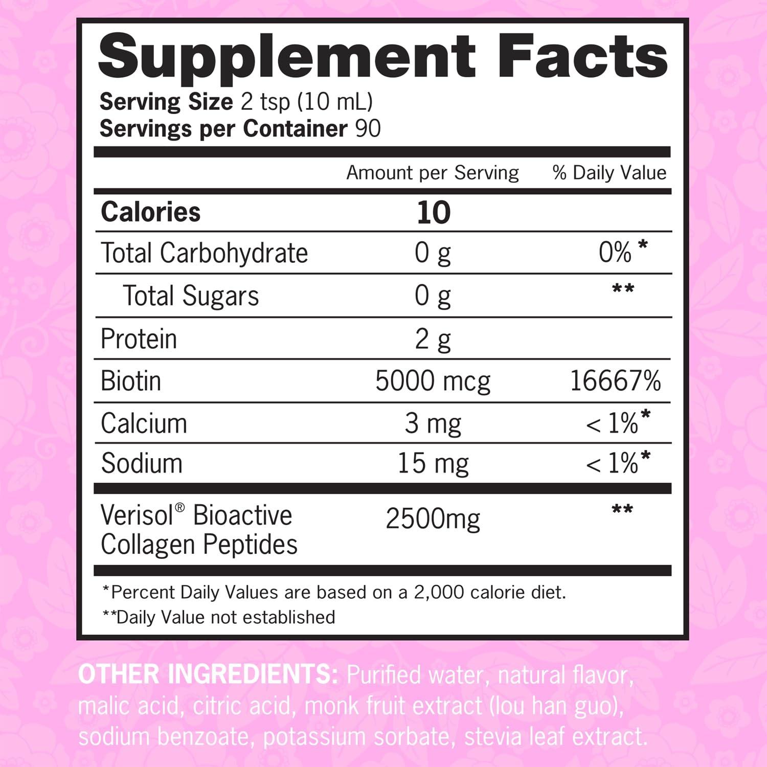 Zena Fit Nutrition Zena Liquid Collagen + Biotin: 2500mg Collagen, 5000mcg Biotin, Verisol Formula | Hair, Skin, Nail & Joint Support | Non-GMO, Mixed Berry Flavor | 90 Servings