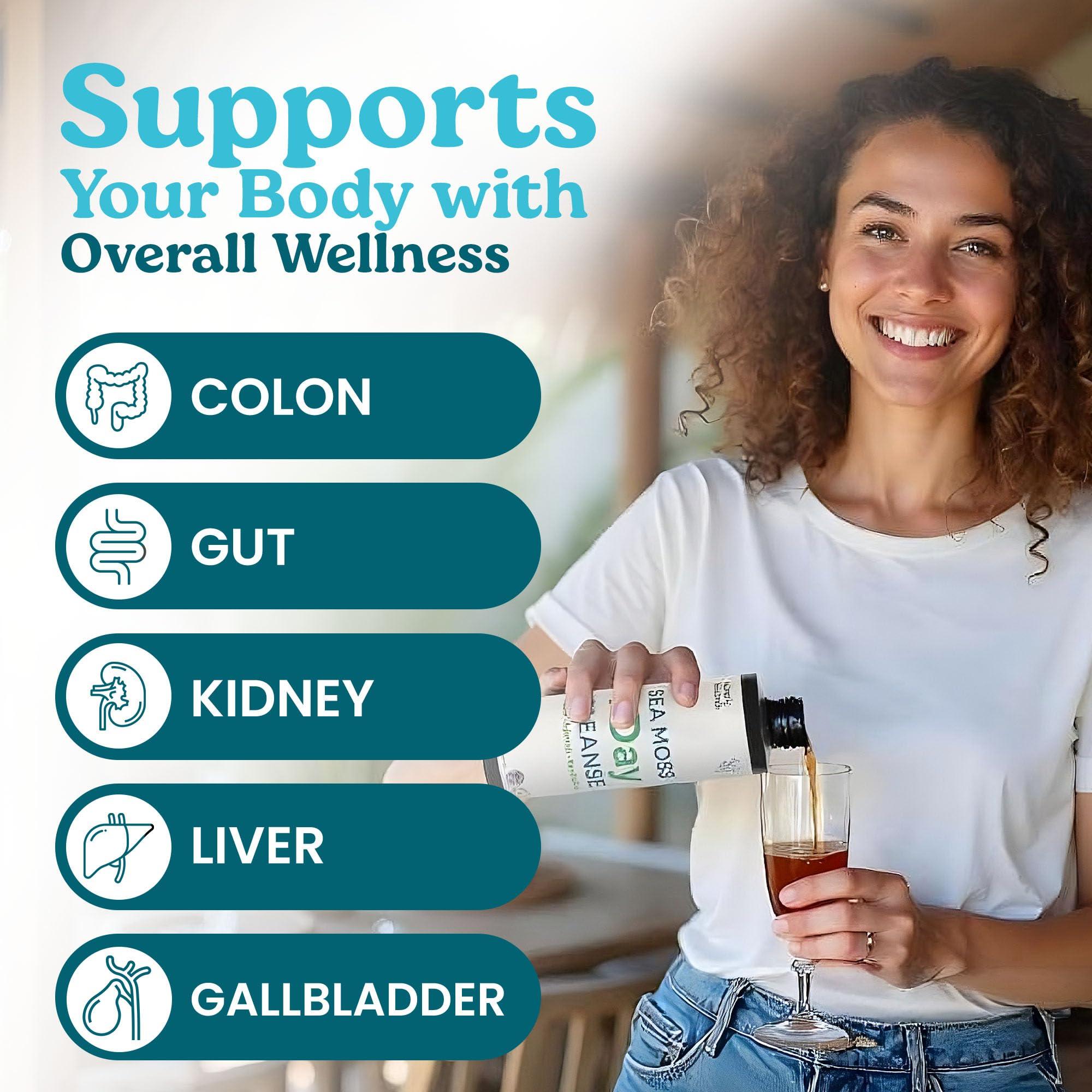 Atlantic Naturals Atlantic Naturals - 1 Day Colon Cleanse Full Body Detox Drink - Sea Moss Supplement for Women & Men, Gut Health, Kidney & Liver Immune Energy Enhancer Gut Cleanse - Lemon Flavor Juice, 8 fl oz
