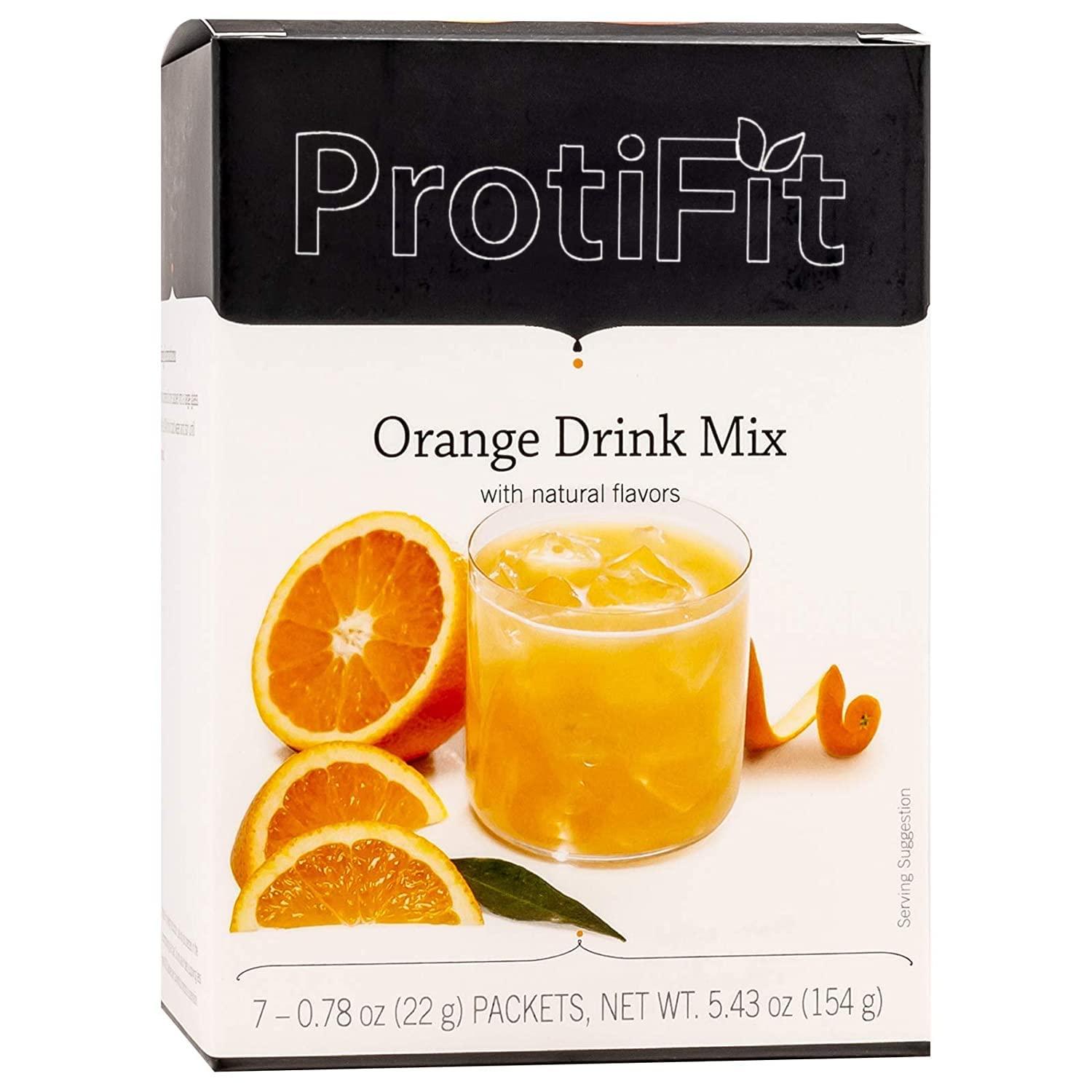 Proti Fit Proti Fit - High Protein Fruit Flavored Powder Drink Mix, Low Calorie, Sugar Free, Appetite Suppressant, 7 Servings Per Box (Orange)
