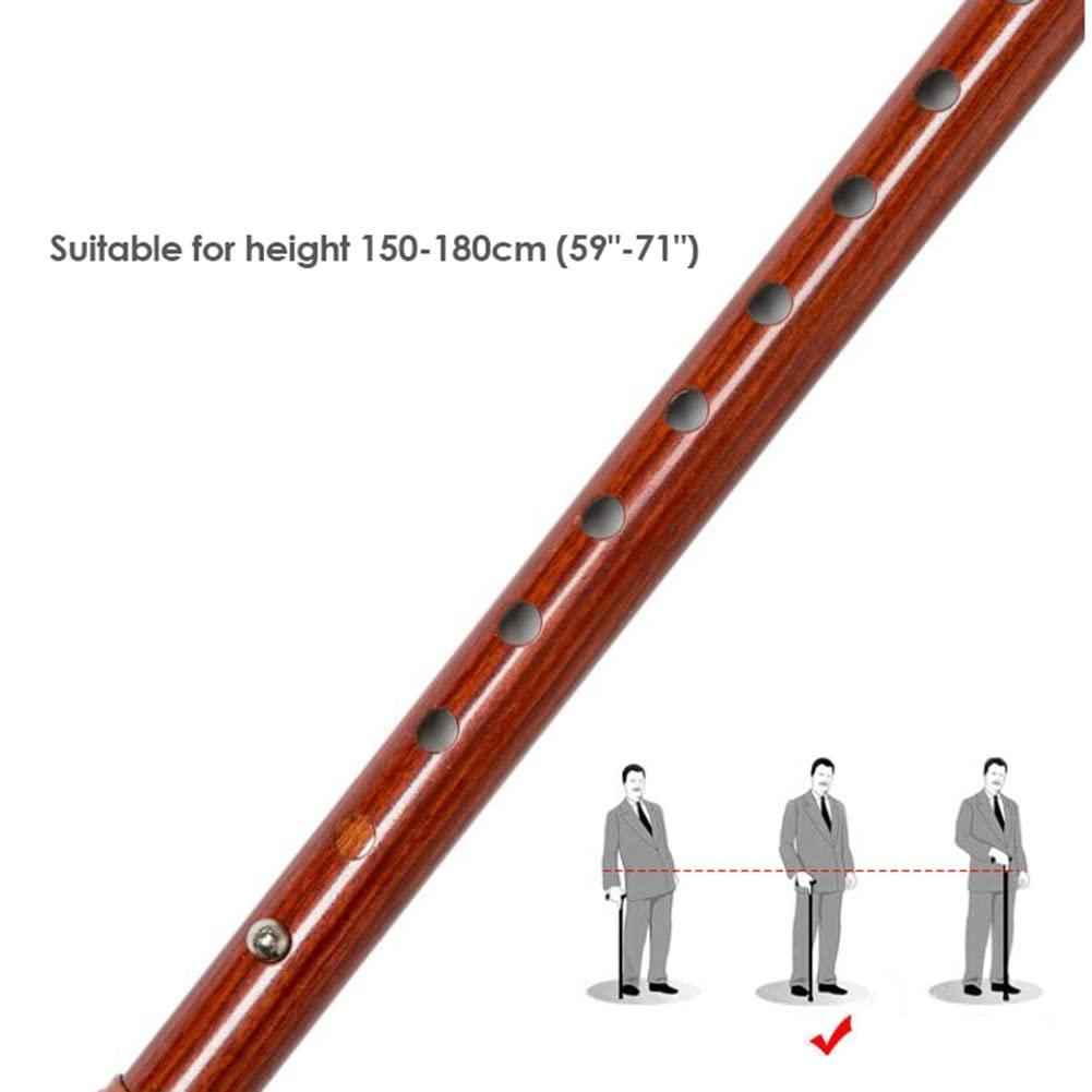 HEBEHO HEBEHO Quad Cane for Elderly, Adjustable Cane with LED Light, Aluminum Walking Cane for Men, Women, 360 Swivel Pivot Tip, Heavy Duty Walking Stick with Wrist Strap (Color : Brown)