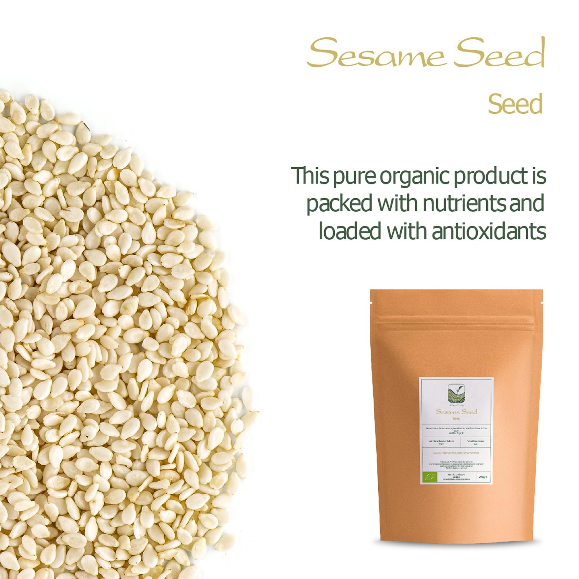 Valley of Tea Sesame Seed White Organic Quality - Raw and Shelless - Organic Sesame Seeds Raw Sesame Seeds Organic Sesam Sesame White Seeds White Sesame Seed Raw Sesame Seed Organic Raw Sesamese Seeds