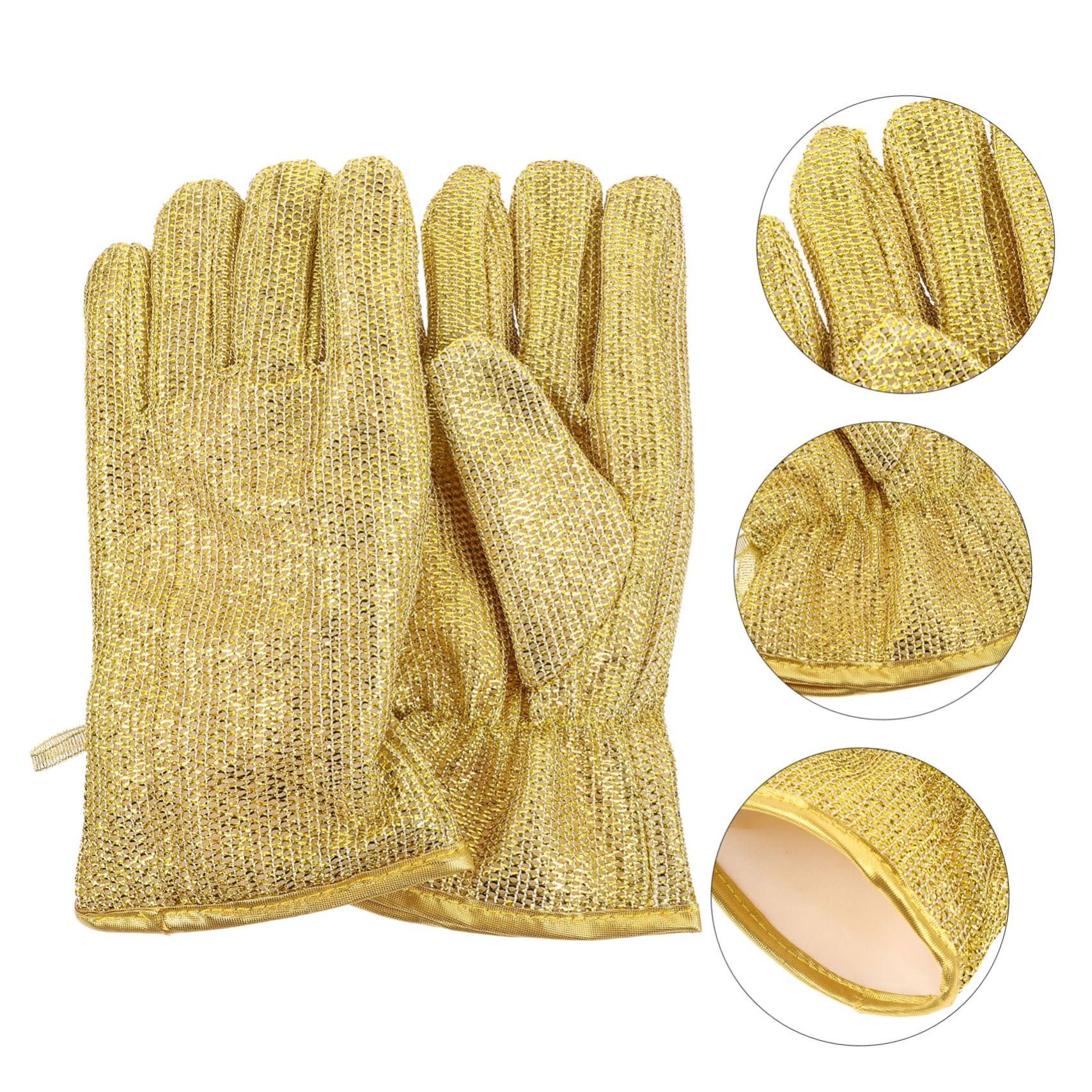 COLLBATH COLLBATH Dishwashing Gloves Long Dishwashing Gloves Kitchen Dish Wash Gloves Multi-purpose Cleaning Gloves Reusable Gloves for Cleaning Silver Wire [1 Pair]