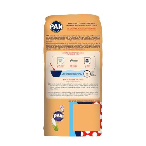 P.A.N. P.A.N. Yellow Corn Meal – Pre-cooked Gluten Free and Kosher Flour for Arepas (2.2 lb / Pack of 4)