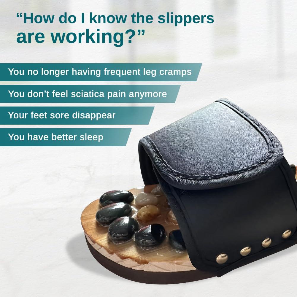 Comfecto Acupressure Massage Slippers with Earth Stone (Men 8-9.5/Women 9.5-11)