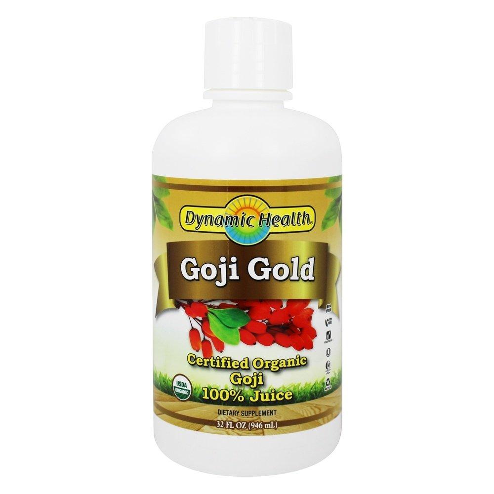 Dynamic Health Dynamic Health Goji Gold Juice, Certified Organic, 100% Juice, Minerals, Antioxidants, Enzymes, Amino Acids, Vitamins, Gluten-Free, 32oz