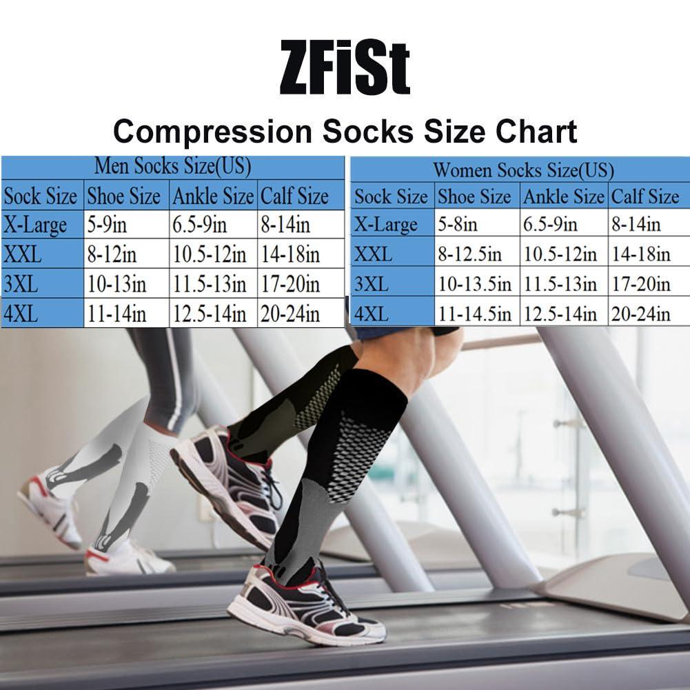 ZFiSt ZFiSt 3 Pair Sport Compression Socks Men Women, Compression Stocking Nurse Socks for Edema Travel(Black+blue+red,XXL)