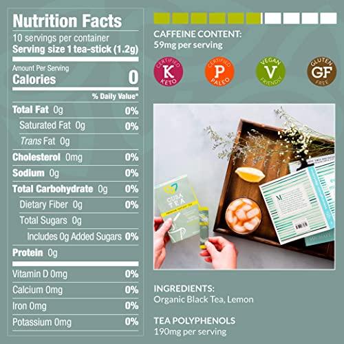 Cusa Tea Cusa Tea & Coffee | Premium Instant Lemon Black Tea With Real Fruit & Spices | Organic Leaves Drink Mix Packets | Hot or Iced Tea (30 Single Servings)