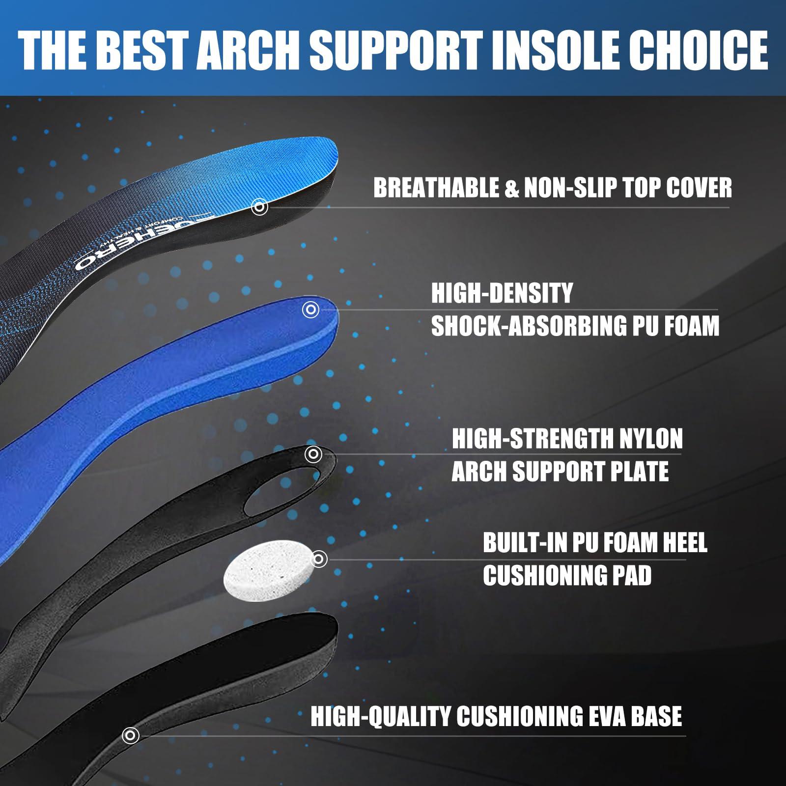 ZOEHERO Plantar Fasciitis Insoles for Men & Women,Heavy Duty Orthotic Inserts with Arch Support for Plantar Fasciitis Relief,Foot Pain Relief,Comfort Insoles for Standing All Day,Sprot,Hiking