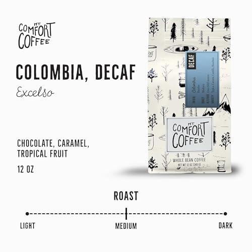 Mt. Comfort Coffee Mt. Comfort Coffee Decaf Colombia Medium Roast, 12 Ounce - Flavor Notes of Chocolate, Caramel and Tropical Fruit - Sourced From Small, Colombian Coffee Farms - Roasted Whole Beans