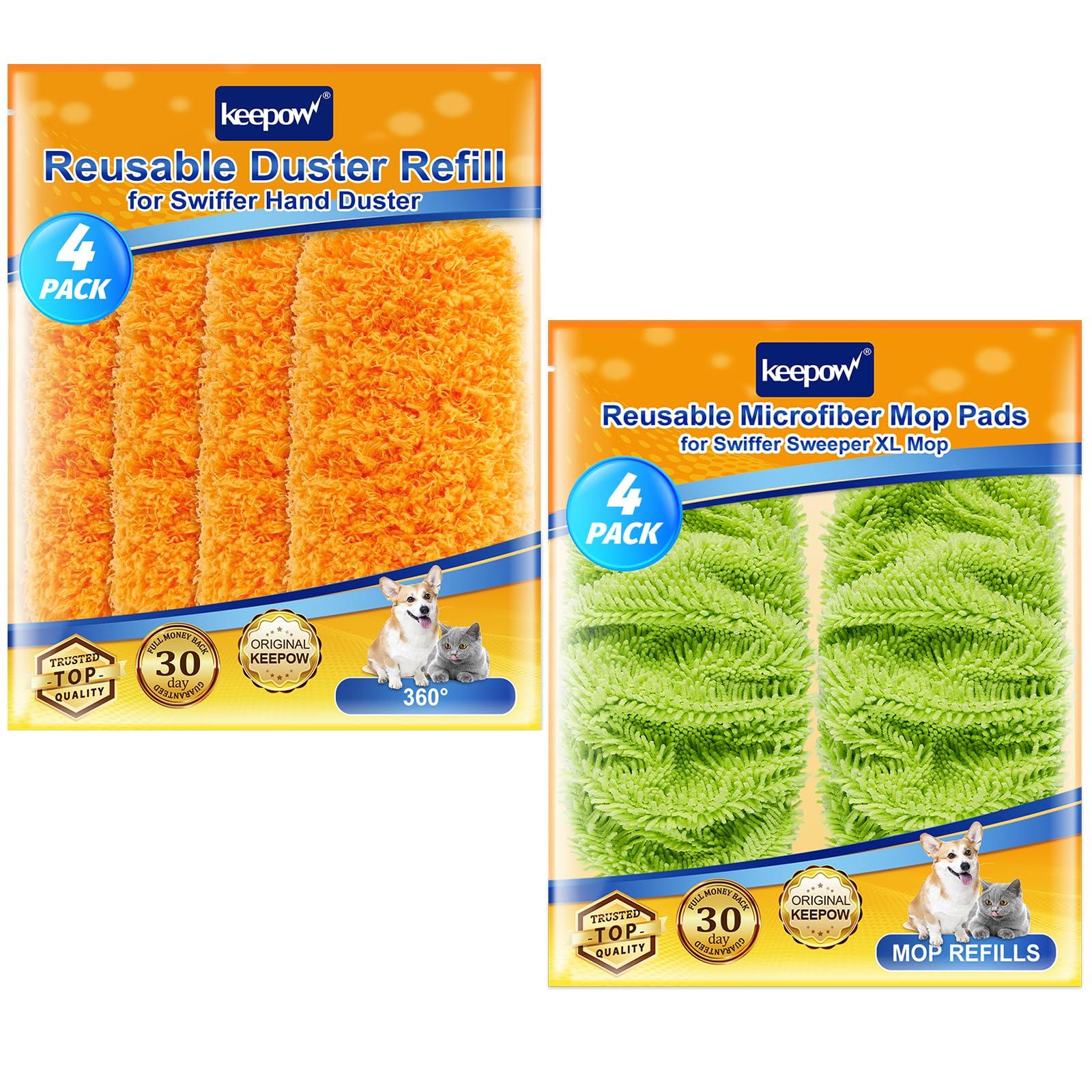 KEEPOW KEEPOW Reusable Microfiber Mop Pads Compatible with Swiffer Sweeper XL Mop & Swiffer Hand Duster