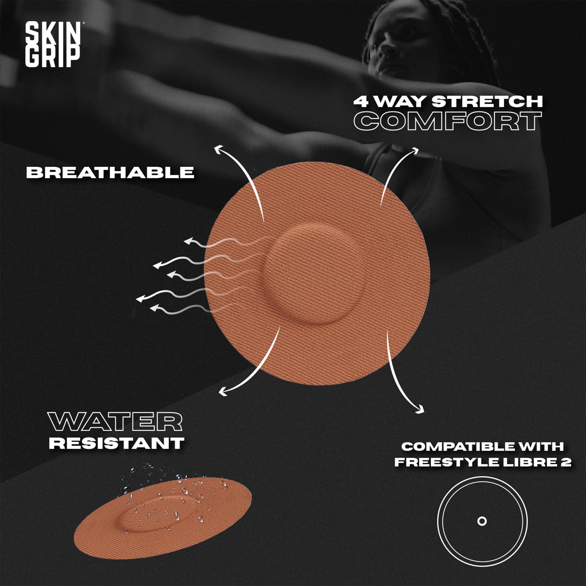 Skin Grip Skin Grip Adhesive Patches for Freestyle Libre 2 CGM  Waterproof & Sweatproof Adhesive for 10-14 Days, Pre-Cut Adhesive Medical Tape, Sensor Cover  20 Pack, Chocolate