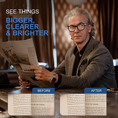 OKH OKH Magnifying Glasses for Close Work With Light Up Reading Glasses with Light, Rechargeable LED Lighted Reading Glasses, Anti Blue Light, Bright Clear Vision Unisex, Square+3.0x