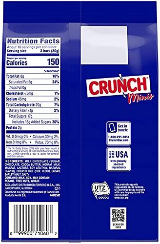 Crunch Crunch 100% Real Milk Chocolate Mini Candy Bars, Bulk Individually Wrapped Bars in 10.5 oz Bags (4 Pack)