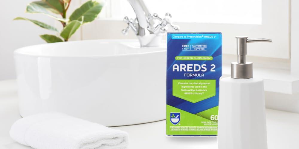 Rite Aid Rite Aid AREDS 2 Softgels - 60 Count, Macular Support for Eye and Vision Health, Contains Lutein, Vitamin C, Zeaxanthin, Zinc & Vitamin E, Gluten Free and Soy Free