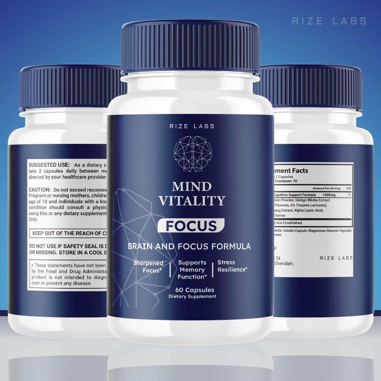 rize labs (2 Pack) Mind Vitality Focus Brain Supplement, Official Mind Vitality to Boost Focus and Concentration & Avoid Mid-Afternoon Fatigue, Mind Vitality Advanced Formula Reviews (120 Capsules)