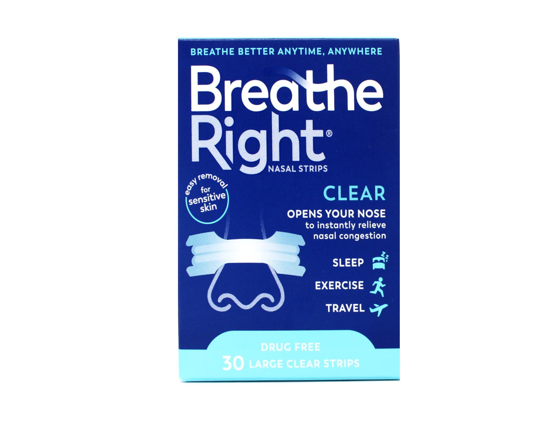 Breathe Right Breathe Right Nasal Strips Clear For Sensitive Skin Large 30 Each (Pack of 12)