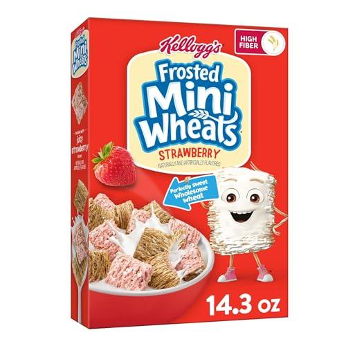 Frosted Mini-Wheats Kellogg's Frosted Mini Wheats Breakfast Cereal, Fiber Cereal, Kids Snacks, Strawberry, 14.3oz Box (1 Box)