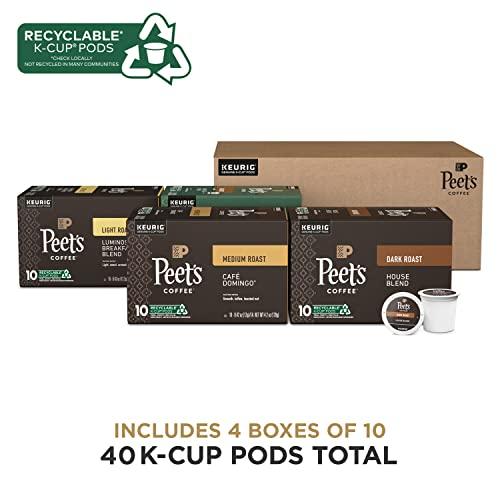 Peet's Coffee Peet\'s Coffee, Keurig K-Cup Pods Variety Pack - Luminosa Breakfast Blend, Caf Domingo, Organic Alma De La Tierra, House Blend, 40 Count (4 Boxes of 10 K-Cup Pods)