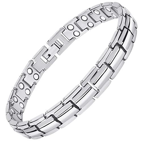 MagnetRX MagnetRX® Women's Ultra Strength Magnetic Bracelet - Effective Titanium Magnetic Bracelets for Women - Adjustable Bracelet Length with Sizing Tool for Perfect Fit (Silver)