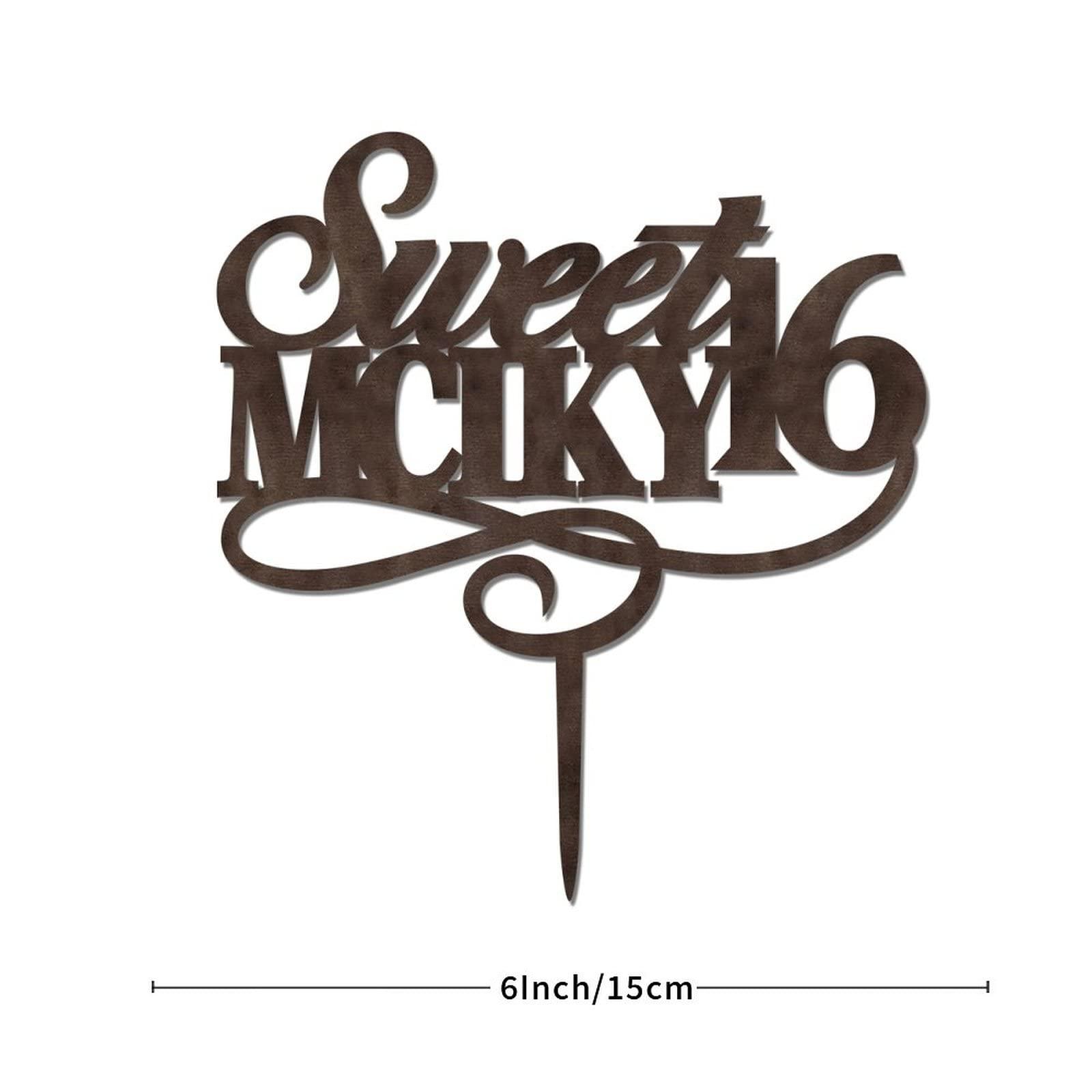 lutieger Name Sweet 16 16th Birthday Cake Topper Custom Sixteen 16 Years Old Anniversary 16th Happy Birthday Cake Decorations Birthday Gifts For Family Friends Acrylic Black