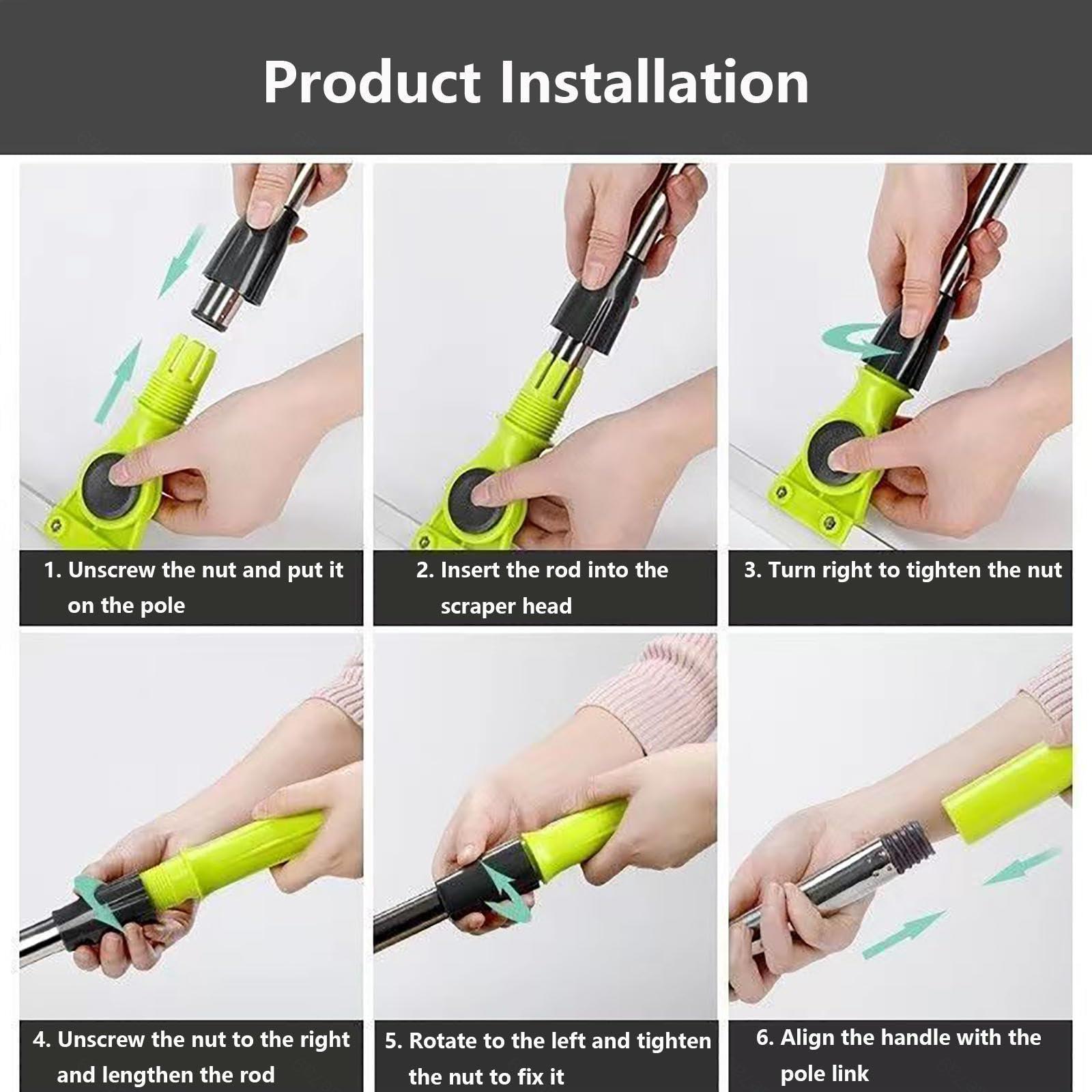 RRRYYYZZ RRRYYYZZ Floor Squeegee for Concrete Floor, with 51 Long Handle Floor Squeegee for Tile Floor, Air Broom as Seen on Tv Cleans Glass,Fine Dust,Hair,Liquids