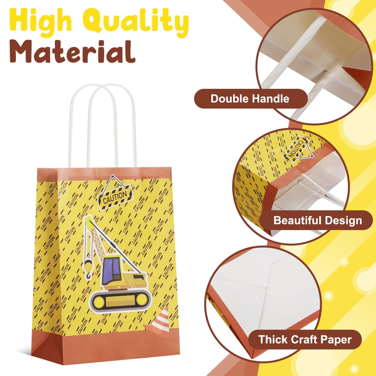 Spakon 24 Packs Construction Party Favor Bag Construction Birthday Party Supplies Decoration Dump Truck Goodie Gift Bags for Kids Boy Birthday Party Baby Shower Dump Truck Party