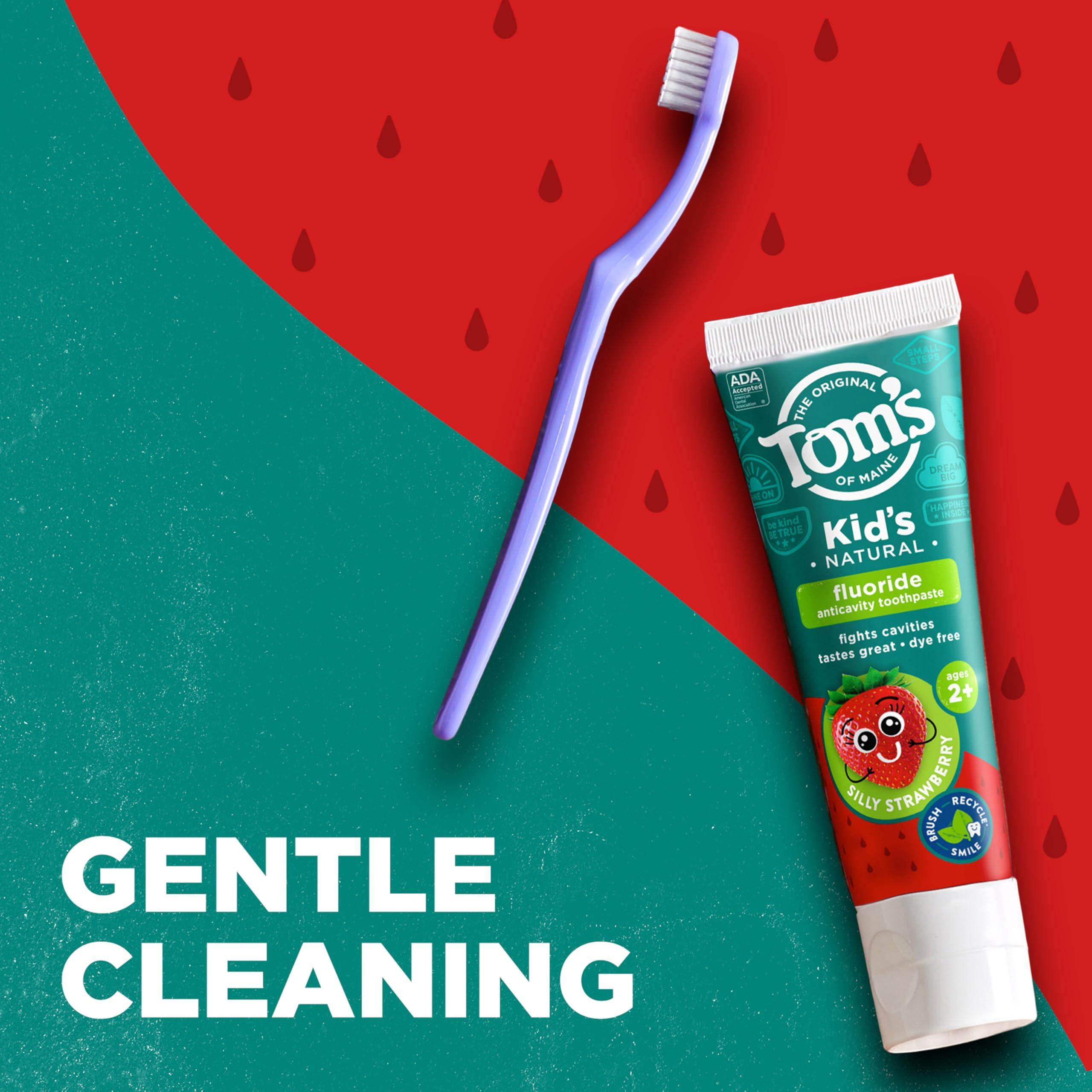 Tom's of Maine Tom's of Maine ADA Approved Fluoride Children's Toothpaste, Natural Toothpaste, Dye Free, No Artificial Preservatives, Silly Strawberry, 5.1 oz. 3-Pack (Packaging May Vary)